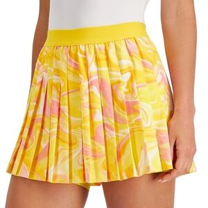 Ideology Women's Vibrant Yellow Pink Pleated Activewear Skirt Skort Size Small
